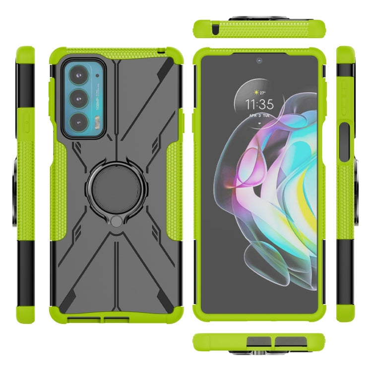 For Motorola Moto Edge 20 Armor Bear Shockproof PC + TPU Protective Phone Case with Ring Holder(Green)