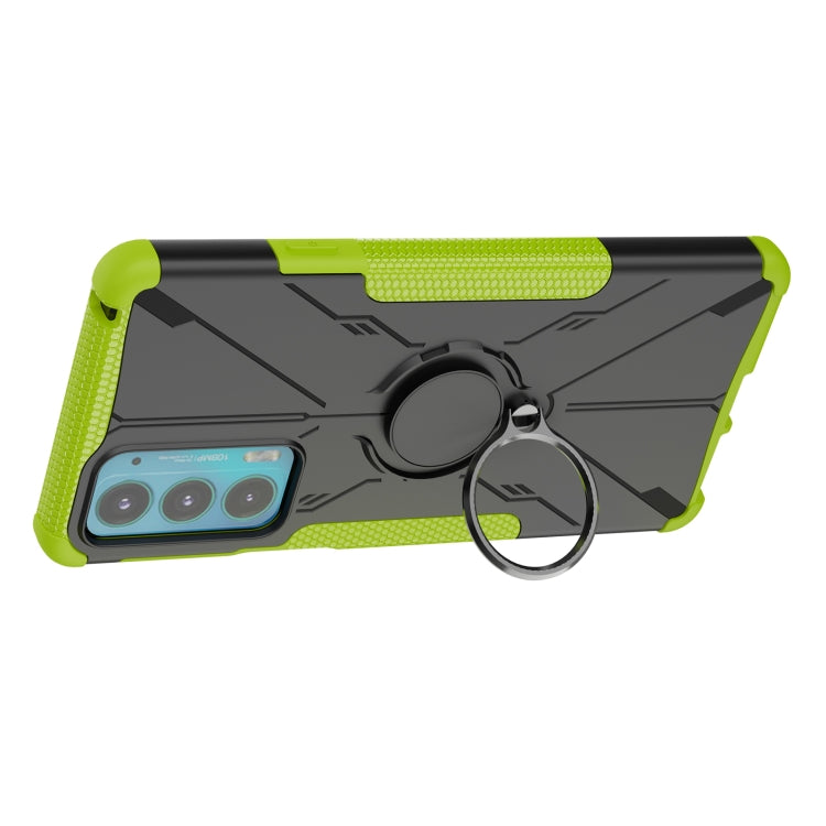 For Motorola Moto Edge 20 Armor Bear Shockproof PC + TPU Protective Phone Case with Ring Holder(Green)