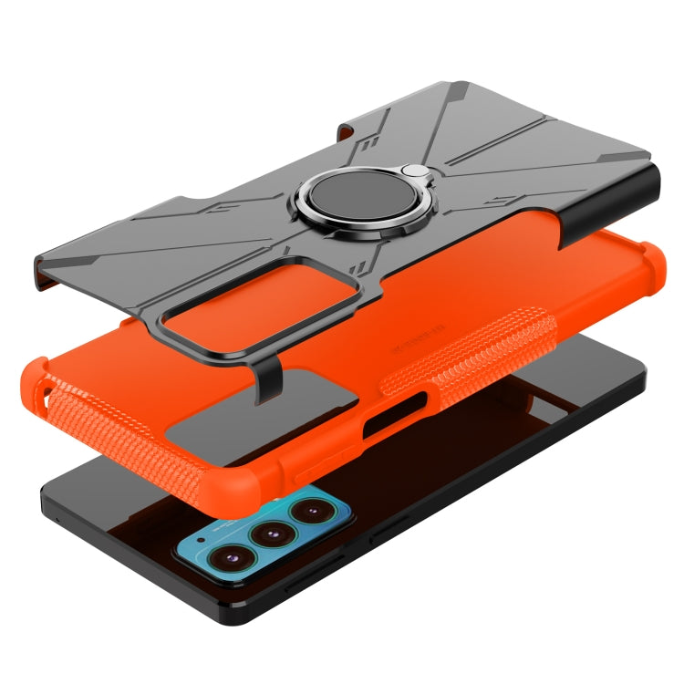 For Motorola Moto Edge 20 Armor Bear Shockproof PC + TPU Protective Phone Case with Ring Holder(Orange)