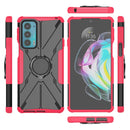 For Motorola Moto Edge 20 Armor Bear Shockproof PC + TPU Protective Phone Case with Ring Holder(Rose Red)