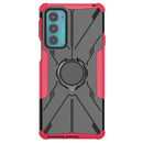 For Motorola Moto Edge 20 Armor Bear Shockproof PC + TPU Protective Phone Case with Ring Holder(Rose Red)