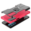 For Motorola Moto Edge 20 Armor Bear Shockproof PC + TPU Protective Phone Case with Ring Holder(Rose Red)