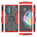 For Motorola Moto Edge 20 Armor Bear Shockproof PC + TPU Protective Phone Case with Ring Holder(Red)
