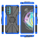 For Motorola Moto Edge 20 Armor Bear Shockproof PC + TPU Protective Phone Case with Ring Holder(Blue)