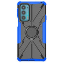 For Motorola Moto Edge 20 Armor Bear Shockproof PC + TPU Protective Phone Case with Ring Holder(Blue)
