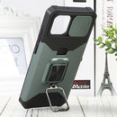 For Samsung Galaxy A03 Sliding Camera Cover Design PC + TPU Shockproof Phone Case(Dark Green)