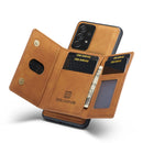 For Samsung Galaxy A73 5G DG.MING M2 Series 3-Fold Multi Card Bag + Magnetic Phone Case(Brown)