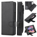 For Samsung Galaxy Z Fold3 5G 2 in 1 Split Folding Leather Phone Case(Carbon Fiber Black)