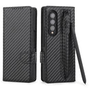 For Samsung Galaxy Z Fold3 5G 2 in 1 Split Folding Leather Phone Case(Carbon Fiber Black)