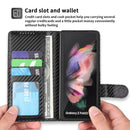 For Samsung Galaxy Z Fold3 5G 2 in 1 Split Folding Leather Phone Case(Carbon Fiber Black)