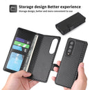 For Samsung Galaxy Z Fold3 5G 2 in 1 Split Folding Leather Phone Case(Carbon Fiber Black)