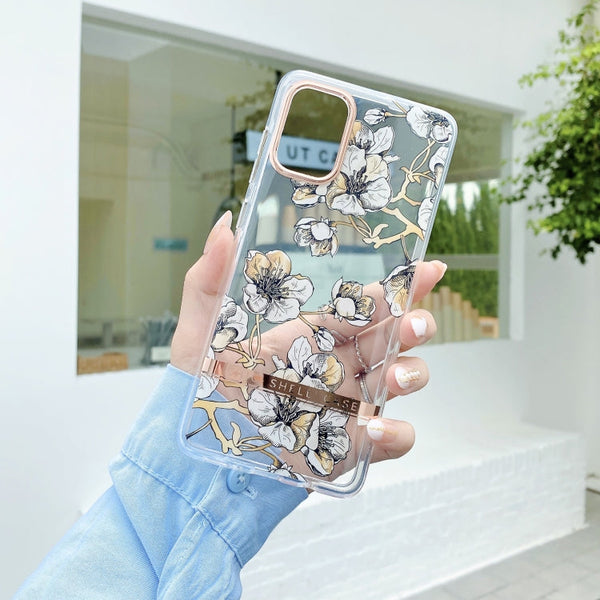 For Samsung Galaxy S21 FE 5G Translucent Plating Flower Phone Case(Ewha)