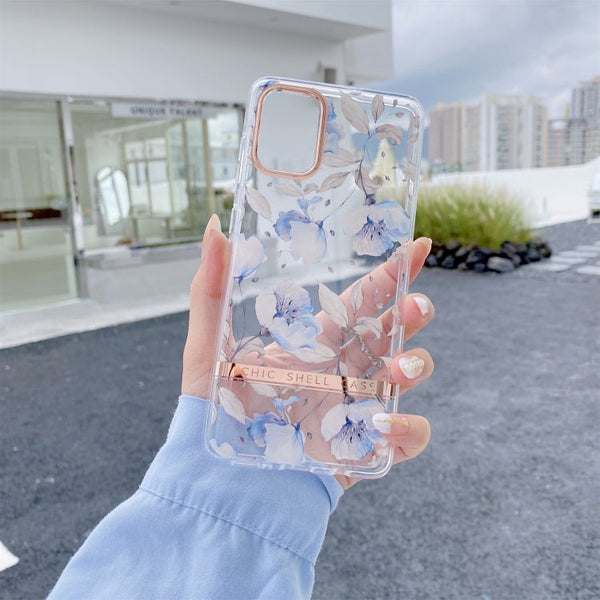 For Samsung Galaxy S21 FE 5G Translucent Plating Flower Phone Case(Cherry Blossoms)