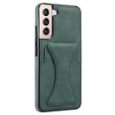 For Samsung Galaxy S22 5G Ultra-thin Shockproof Phone Case with Holder(Green)
