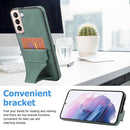 For Samsung Galaxy S22 5G Ultra-thin Shockproof Phone Case with Holder(Green)