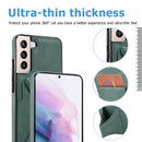 For Samsung Galaxy S22 5G Ultra-thin Shockproof Phone Case with Holder(Green)