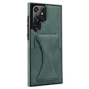 For Samsung Galaxy S22 Ultra 5G Ultra-thin Shockproof Phone Case with Holder(Green)