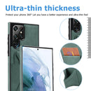 For Samsung Galaxy S22 Ultra 5G Ultra-thin Shockproof Phone Case with Holder(Green)