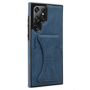 For Samsung Galaxy S22 Ultra 5G Ultra-thin Shockproof Phone Case with Holder(Blue)