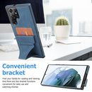 For Samsung Galaxy S22 Ultra 5G Ultra-thin Shockproof Phone Case with Holder(Blue)