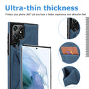 For Samsung Galaxy S22 Ultra 5G Ultra-thin Shockproof Phone Case with Holder(Blue)