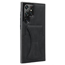For Samsung Galaxy S22 Ultra 5G Ultra-thin Shockproof Phone Case with Holder(Black)