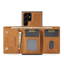 For Samsung Galaxy S22 Ultra 5G DG.MING M1 Series 3-Fold Multi Card Wallet + Magnetic Phone Case(Brown)