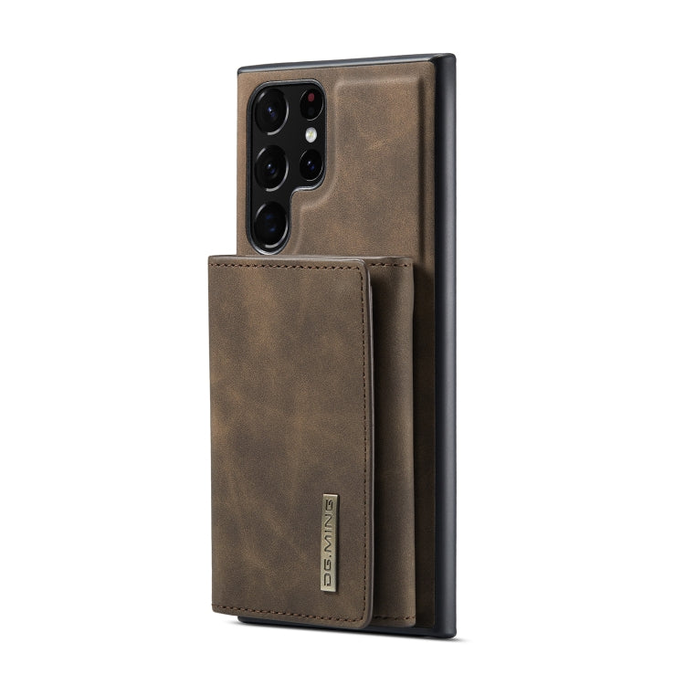 For Samsung Galaxy S22 Ultra 5G DG.MING M1 Series 3-Fold Multi Card Wallet + Magnetic Phone Case(Coffee)