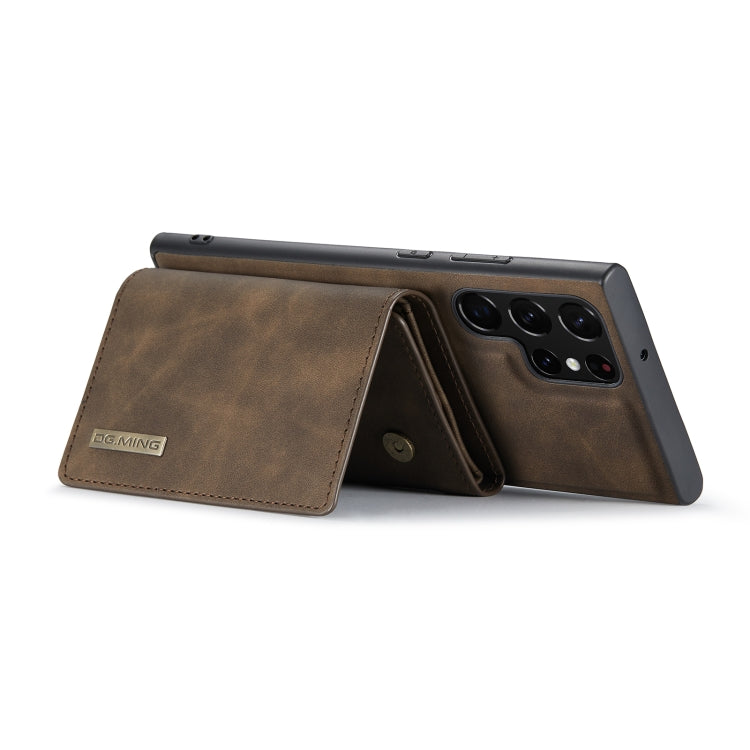 For Samsung Galaxy S22 Ultra 5G DG.MING M1 Series 3-Fold Multi Card Wallet + Magnetic Phone Case(Coffee)