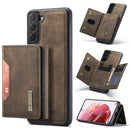 For Samsung Galaxy S22 5G DG.MING M2 Series 3-Fold Multi Card Bag + Magnetic Back Cover Phone Case(Coffee)