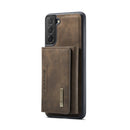 For Samsung Galaxy S22 5G DG.MING M2 Series 3-Fold Multi Card Bag + Magnetic Back Cover Phone Case(Coffee)