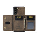 For Samsung Galaxy S22 5G DG.MING M2 Series 3-Fold Multi Card Bag + Magnetic Back Cover Phone Case(Coffee)