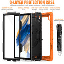For Samsung Galaxy Tab A8 10.5 2021 X200 / X205 Silicone + PC Tablet Case(Black + Orange)