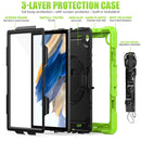 For Samsung Galaxy Tab A8 10.5 2021 X200 / X205 Silicone + PC Tablet Case(Black + Yellow Green)
