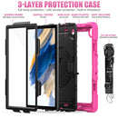 For Samsung Galaxy Tab A8 10.5 2021 X200 / X205 Silicone + PC Tablet Case(Black + Rose Red)