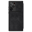For Samsung Galaxy S22 Ultra 5G NILLKIN QIN Series Pro Sliding Camera Cover Design Leather Phone Case(Black)