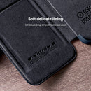 For Samsung Galaxy S22 Ultra 5G NILLKIN QIN Series Pro Sliding Camera Cover Design Leather Phone Case(Black)