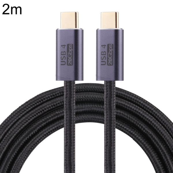 20Gbps USB 4 USB-C / Type-C Male to USB-C / Type-C Male Braided Data Cable, Cable Length:2m(Black)