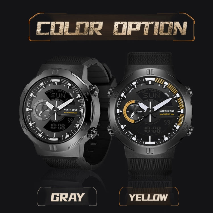 NORTH EDGE HORNET Dual Digital Alarm Clock Timing Men Luminous Sports Watch(Yellow)