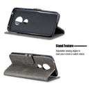 For Moto G6 Play E5 Stitching Style 2-Color Cow Texture Horizontal Flip PU Leather Case with Holder & Card Slot & Lanyard(Gray)