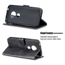 For Moto G6 Play E5 Stitching Style 2-Color Cow Texture Horizontal Flip PU Leather Case with Holder & Card Slot & Lanyard(Black)