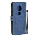 For Moto G6 Play E5 Stitching Style 2-Color Cow Texture Horizontal Flip PU Leather Case with Holder & Card Slot & Lanyard(Blue)