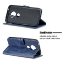 For Moto G6 Play E5 Stitching Style 2-Color Cow Texture Horizontal Flip PU Leather Case with Holder & Card Slot & Lanyard(Blue)