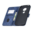 For Moto G6 Play E5 Stitching Style 2-Color Cow Texture Horizontal Flip PU Leather Case with Holder & Card Slot & Lanyard(Blue)