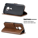 For Moto G6 Play E5 Stitching Style 2-Color Cow Texture Horizontal Flip PU Leather Case with Holder & Card Slot & Lanyard(Brown)