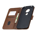 For Moto G6 Play E5 Stitching Style 2-Color Cow Texture Horizontal Flip PU Leather Case with Holder & Card Slot & Lanyard(Brown)