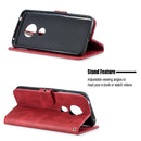 For Moto G6 Play E5 Stitching Style 2-Color Cow Texture Horizontal Flip PU Leather Case with Holder & Card Slot & Lanyard(Red)