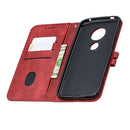For Moto G6 Play E5 Stitching Style 2-Color Cow Texture Horizontal Flip PU Leather Case with Holder & Card Slot & Lanyard(Red)