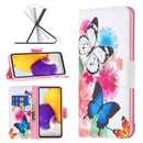 For Samsung Galaxy A73 5G Colored Drawing Pattern Leather Phone Case(Butterfly)