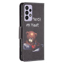 For Samsung Galaxy A73 5G Colored Drawing Pattern Leather Phone Case(Bear)